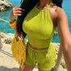 60533 Conjunto de Top de Punto con Lazo y Shorts de Moda Ajustado Transfronterizo Amazon Europeo y Americano Nuevo Estilo Verano 2026