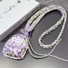Cordão Longo Color Block Espesso para Celular Alça de Ombro Ajustável Transversal Porta-moedas Criativo de Batom Anti-perda para Uso Externo