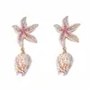 Pendientes de Aleación de Zirconio con Diseño Lindo Innovador Estilo Estrella de Mar Única Caracola Estilo Vacaciones Marinas de Ocio Transfronterizo