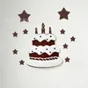 Adesivos de Parede com Letras HBD de Feltro Vermelho Chapéu de Aniversário de Bebê Suprimentos para Arranjo de Presente de Um Ano Props para Fotos da Semana