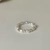 Anillo de Plata de Ley S925 Coreano Ins Corazón Perla Anillo de Dedo Índice Perla Plata Rota Moda Conjunto Apilable