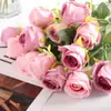 Flores de Rosa de Veludo Artificial para Decoração de Casamento, Flores Artificiais de Seda para Decoração de Casa no Dia dos Namorados, Buquê de Flores Artificiais