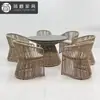 Jardim de Terraço de Villa Nórdica Mesas e Cadeiras de Metal Mobiliário à Prova d'Água e de Sol para Lazer com Trama de Corda Mesas e Cadeiras para Hotel e Pousada ao Ar Livre