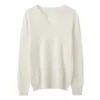 Suéter pullover de estilo coreano, simple y versátil, 100% cachemir puro para otoño e invierno, cuello pico, corte holgado, top adelgazante para mujer