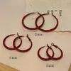 Pendientes Ancola Vino Tinto Estilo Hong Kong para Mujer, Pendientes Vintage con un Diseño de Aro Grande de Moda y Exagerado, Acero Inoxidable