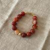 Collar de cuentas de ágata roja para mujer, diseño de nicho de lujo ligero europeo y americano, collar de pulsera de gemas retro de alta calidad