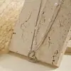 2025 Estilo Novo Europeu e Americano Cruzado Ouro Coração Vazado em Forma de Coração Colar Empilhado de Camada Dupla Joias de Moda de Nicho