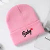 Touca de Tricô Infantil, Touca de Lã para Bebê, Touca para Meninos e Meninas para Clima Frio, Cor Sólida com Letra e Padrão de Coração para Bebê, Touca de Tricô Quente
