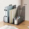 Organizador de Archivos de Escritorio Metálico Práctico Almacenamiento de Suministros de Oficina Portafolios para Papel A4 Oficina Multifuncional