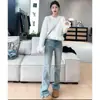Jeans Acampanados Retro de Moda para Mujer con Abertura Pequeña Estilo Verano Suaves Ajustados Casual Adelgazantes Versátiles Pantalones Bootcut