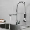 Grifo de Cocina de Primavera Transfronterizo para Fregadero Frío y Caliente Fregadero para Lavar Platos Giratorio Doble Salida Universal Antisalpicaduras