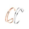 Nuevo Exquisito Joyería Más Vendida Tiktok Estilo Moderno Hermanos Pulsera Abierta Forma de C Hueca Simple Superficie Lisa Pulsera