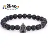 Superventas Amazon Europeo y Americano Transfronterizo Ágata Negra Casco Espaciador Metálico Joyería de Gama Alta de Moda Pulsera Al por Mayor