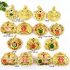 Colgante Antiguo Color Oro Conservador Incrustado con Calcedonia Calada Ruyi Loto Bolsita de Loto Collar Accesorios DIY Colgante