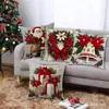 Funda de almohada navideña de Amazon, Reno, Conejo, Decorativa para sofá, Funda de almohada de lino, Funda de almohada con ambiente navideño