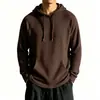 Ropa Nueva para Hombre Cruzando Europa Sudadera con Capucha de Waffle para Hombre Color Sólido Holgada Casual Manga Larga Sudadera con Capucha