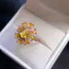 Anillo de Zafiro Amarillo Puro Natural, Gema de Grado 5A, Tamaño 6*8 3*4mm, Finamente Elaborado en Plata 925