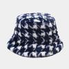 Outono e Inverno Chapéu de Pescador Mulheres Novo Espessado Pelúcia Internet Celebridade Viagem Quente Houndstooth Pot Chapéu Casal Imitação Coelho Pele Chapéu