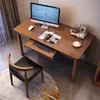 Escritorio de Madera Maciza Escritorio para Computadora en Casa con Bandeja para Teclado Apartamento Pequeño Estudio Escritorio de Oficina Simple y Moderno Escritorio para Escribir de Adultos