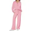 E-commerce Transfronteiriço 2026 Outono/Inverno Moda Casual Conjunto de Roupa Esportiva Moletom com Capuz e Zíper Manga Longa Calça Wide Leg Conjunto de Duas Peças Feminino