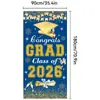 Cubierta de Puerta Temporada de Graduación 2026 Transfronteriza para Celebrar Decoración de Fiesta de Graduación Tela Colgante Negro Dorado Tela de Fondo para Ancho de Puerta