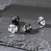 Clavo de Oreja de Acero Inoxidable de Varilla Fina Tornillo de Zirconia Tapón de Oreja Clavo de Oreja Libre para Dormir Pendientes de Moda de Nicho Unisex