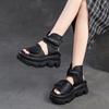 Jie Jie 2025 Verano Nuevo Suela Gruesa Color Retro Capa Superior Piel de Vaca Velcro Todo Fósforo Bota Tobillera Pequeña Sandalias