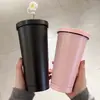 Taza con Popote para Coche de Acero Inoxidable con Texto Grabado, Taza de Café Portátil, Taza Térmica de Acero Inoxidable, Taza de Regalo, Taza de Agua para Coche