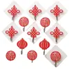 Ganchos Adhesivos Fuertes con Carácter Rojo "Fu" para Colgar Objetos Pesados, Ganchos Festivos con Carácter "Fu" Ampliado, Tipo Adhesivo sin Taladro