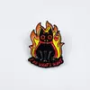 Broche Série de Desenhos Animados Gato Preto Chama Transfronteiriça Estilo Cool Insígnia Decorativa para Mochila de Animal Pequeno Fivela de Metal