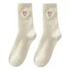 Calcetines de Media Caña para Mujer Otoño e Invierno Gruesos de Visón de Terciopelo Corazón Bordado Calcetines para Dormir de Piso Invierno Cálidos Calcetines para Mujer