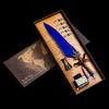 Set de pluma de inmersión de pluma retro estilo europeo, pluma de pluma de color sólido, plumín reemplazable, regalo creativo para las fiestas