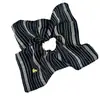 Scrunchie Listrado Retrô Estilo Coreano com Toque de Luxo, Acessório de Cabelo de Verão, Formato Quadrado, Suave com o Cabelo, Elástico para Rabo de Cavalo