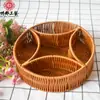 Cesta de Almacenamiento Reforzada para Exhibición en Supermercado, Cesta Tejida de Mimbre Sintético, Cesta con Compartimento para Snacks, Cesta para Pan, Cesta para Frutas
