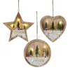Estrela de Natal Desejos LED Pingente em Forma de Coração em Forma de Árvore Enfeite de Árvore de Natal de Madeira