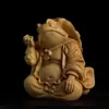 Tuiya Taihang Madera de Alto Contenido de Aceite Tallada en Madera Sapo Dorado de Tres Patas Adornos de Sapo Hada Decoración del Hogar Adornos de Sapo Dorado de la Suerte