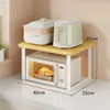 Estante para Horno de Microondas de Cocina, Estante de Horno Multifuncional de Escritorio, Soporte de Doble Capa Sobre la Encimera del Hogar, Gabinete de Almacenamiento
