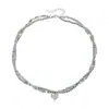 Joyería de Moda Transfronteriza Europea y Americana Mult piezas Triángulo Corazón de Cristal Circonita Collar Versátil para Mujer Collar Serpentino