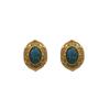Brincos vintage de calcedônia esculpida em vidro incrustado Qingdao Jewelry, brincos Guifu Xiaozhong da antiguidade média, brincos de ouro fosco