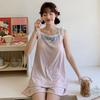 Pijama Sexy de Encaje de Manga Corta Estilo Nuevo 2025 con Almohadillas para el Busto para Mujer Verano Simple Color Puro Casual Conjunto para Estar en Casa