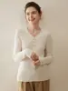Suave y Acogedor~ Nuevo Suéter de Cachemir 100% Puro Otoño e Invierno para Mujer, Suéter Base de Punto Ajustado con Cuello en V