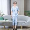 Traje de Verano de Algodón y Seda de Manga Corta para Abuela, Cardigan Superior para Madre de Mediana Edad y Mayor, Conjunto de Dos Piezas de Pijama para Señora Mayor