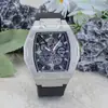 Relógio Tourbillon elegante e sofisticado em formato de barril com pulseira de silicone. Relógio masculino moderno para estudantes. Venda direta do fabricante para atacado.