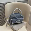 Bolsa Boston de Mão Fashionável Estilo Coreano, Bolsa Quadrada Pequena Simples, Bolsa Transversal com Laço e Alça de Ombro, Bolsa de Concha