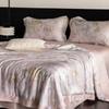 Colcha de Doble Aire Acondicionado para Dormir Desnudo Lyocell Tencel Estampado Digital Floral Americano 50S Lavable a Máquina Colcha de Fibra de Soya