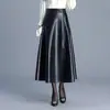 Falda versátil de cuero PU de color sólido para mujer, nuevo estilo otoño 2026, de cintura alta, adelgazante, suelta, falda larga de línea A, moderna