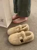 Sapatos Femininos de Pelo Plano Francês Outono Inverno Uso Externo 2026 Novos Slip-on Fofos Mary Jane Flats Sapatos de Algodão com Veludo Extra