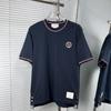 Tb Ventas Directas de Fábrica Versión Alta Verano Nuevo Rojo, Blanco y Azul Rayas Círculo Cachorro Manga Corta para Hombre Camiseta