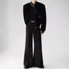 Pantalones de Traje de Gama Alta para Hombres y Mujeres Pantalones Sueltos Caídos Microacampanados Pantalones de Color Sólido Pantalones de Mopa Negros Sin Planchar Pantalones de Pierna Ancha