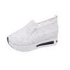 Zapatos de una sola capa estilo coreano 2023 Primavera Nuevos para mujer Malla de encaje Plataforma con aumento de altura inferior Casual Pierna Zapatos de tacón alto para mujer de una sola capa